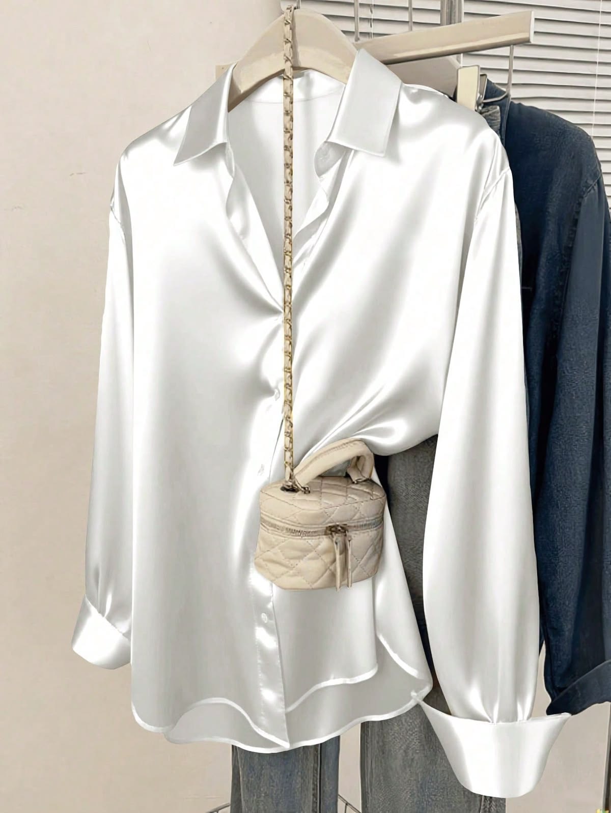 Silk Satin Black Shirt