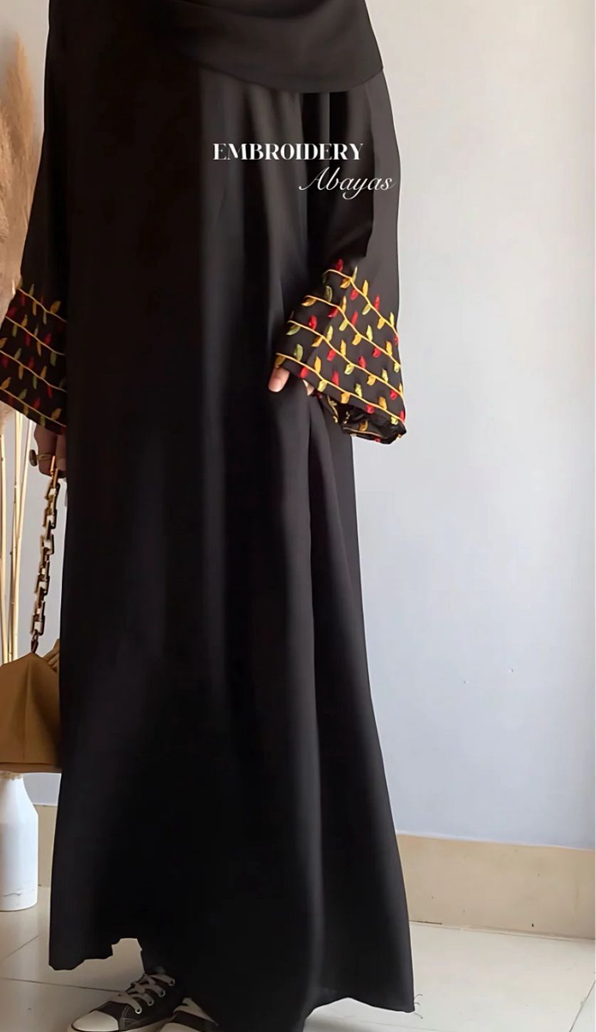 Geometric embroidery abaya
