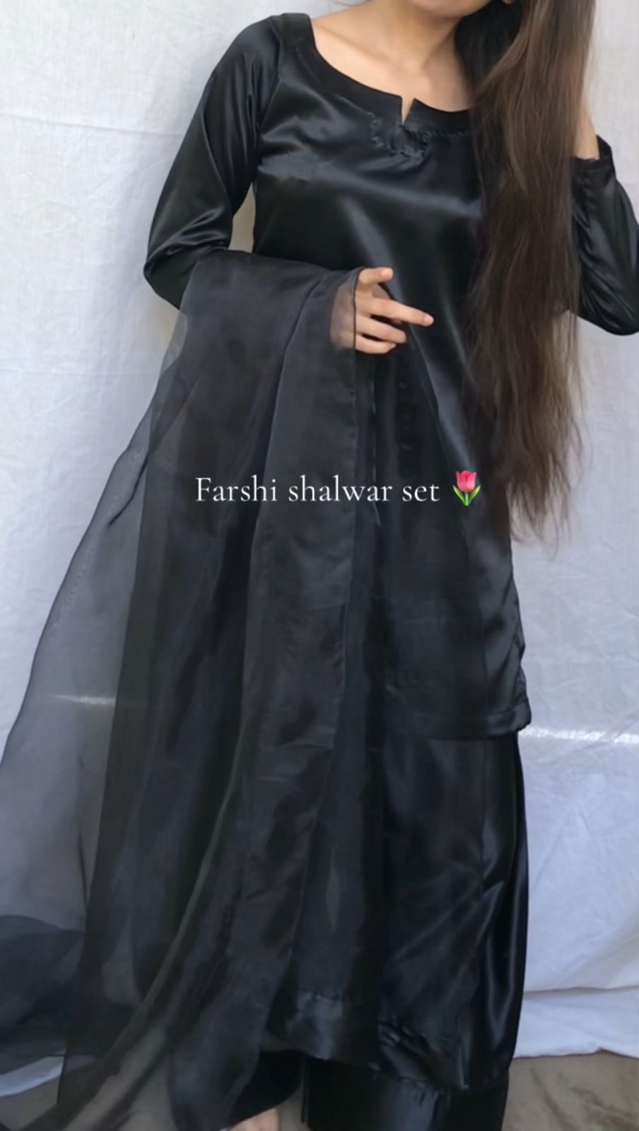 Badam Black Farshi Shalwar Kameez