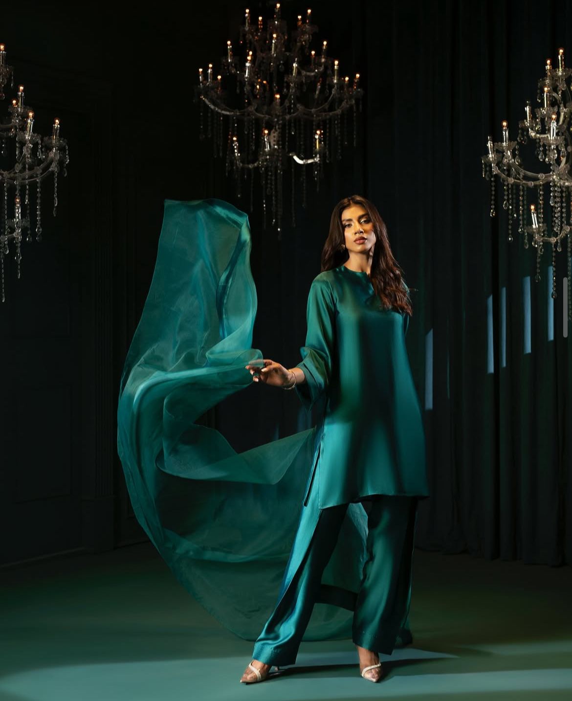 Badam Green Farshi Shalwar Kameez