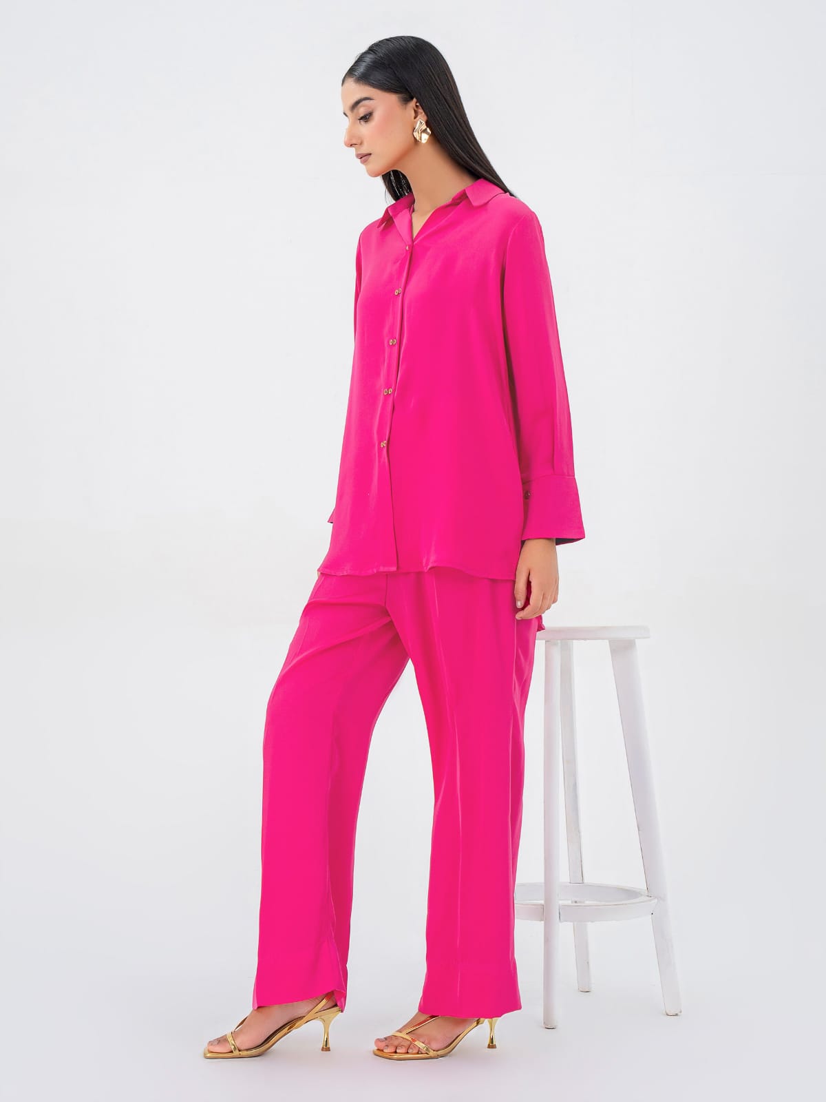 Collar Cuff Button Co-ords Set