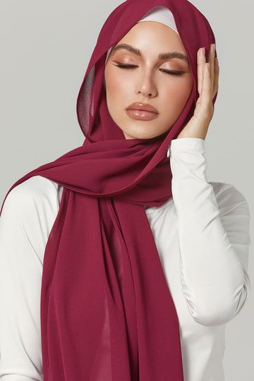 Sleek Georgette Raspberry Hijab
