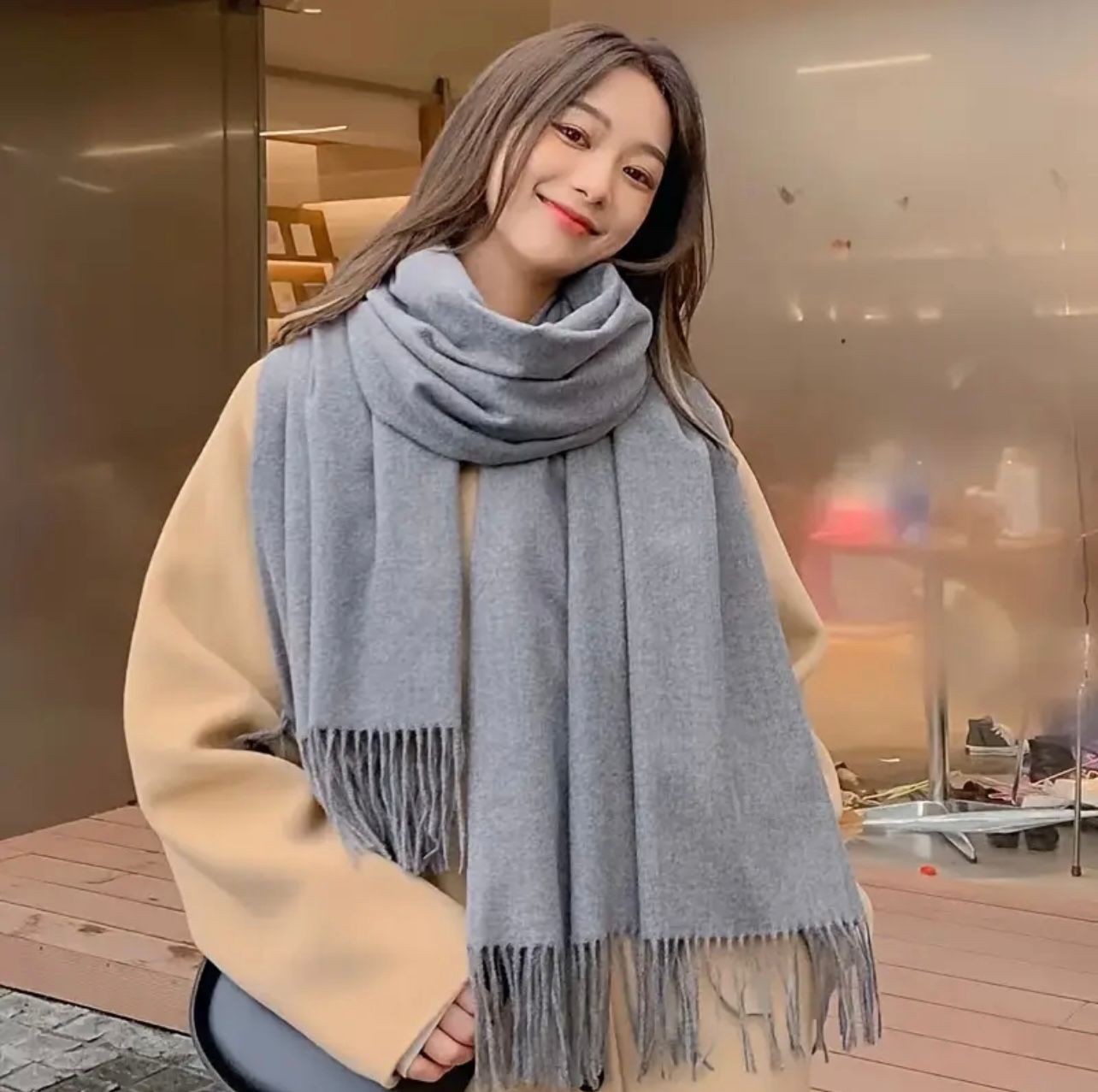 Luxury Winter Fleece Scarf – Oversized Shawl Wrap for Elegant Warmth