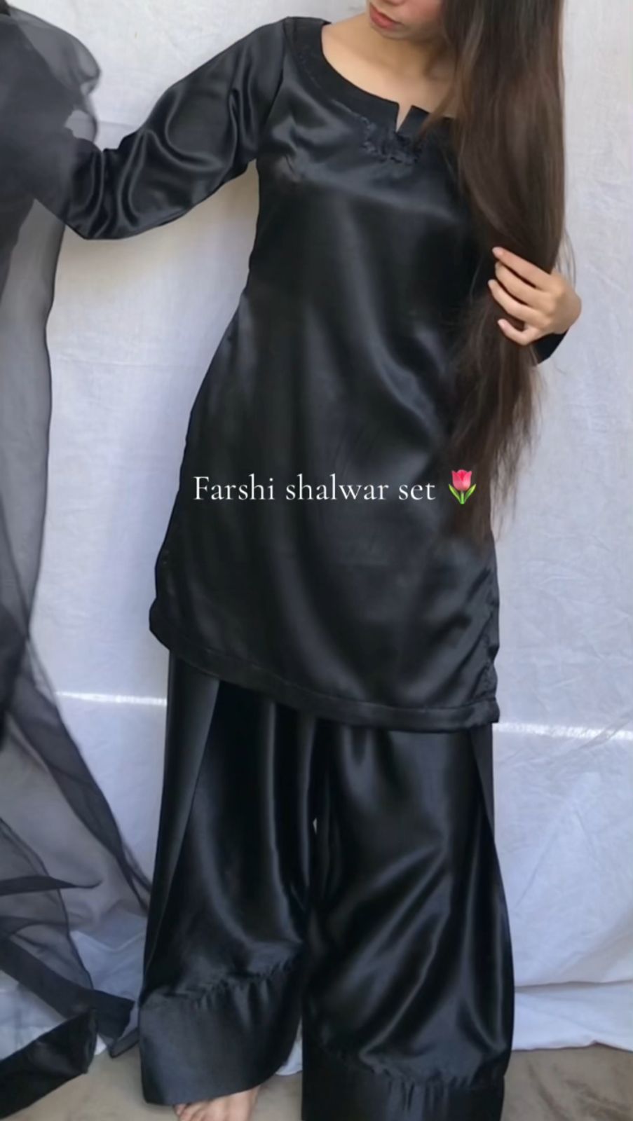 Badam Black Farshi Shalwar Kameez