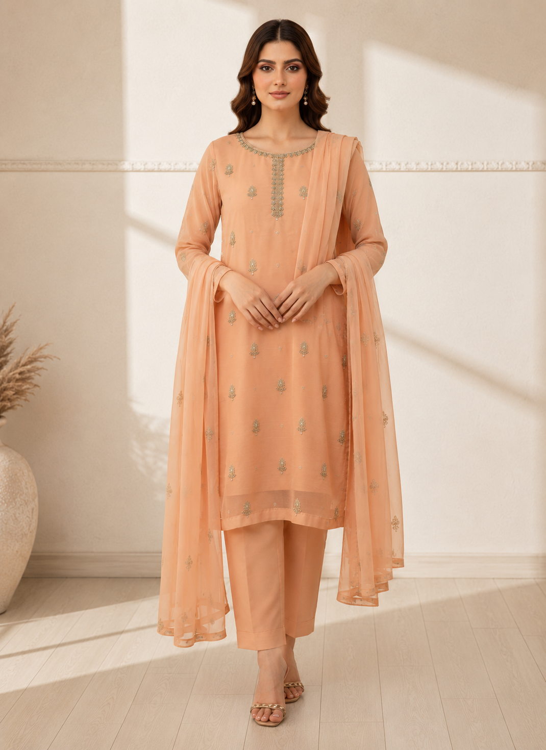 Zar-e-Peach 3 Piece