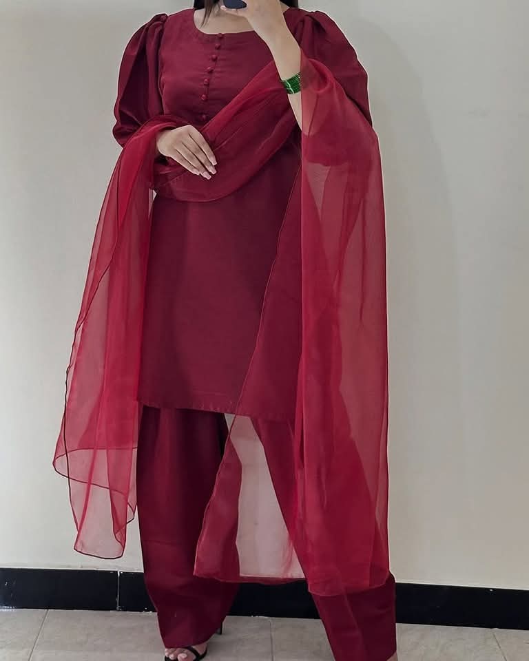 Badam Maroon Farshi RawSilk