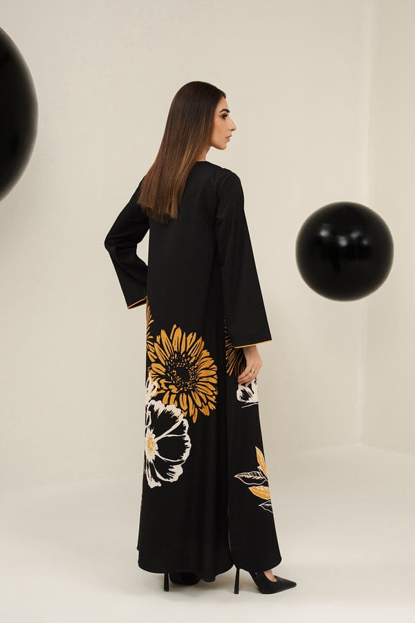 Elegant Black Floral Long Dress