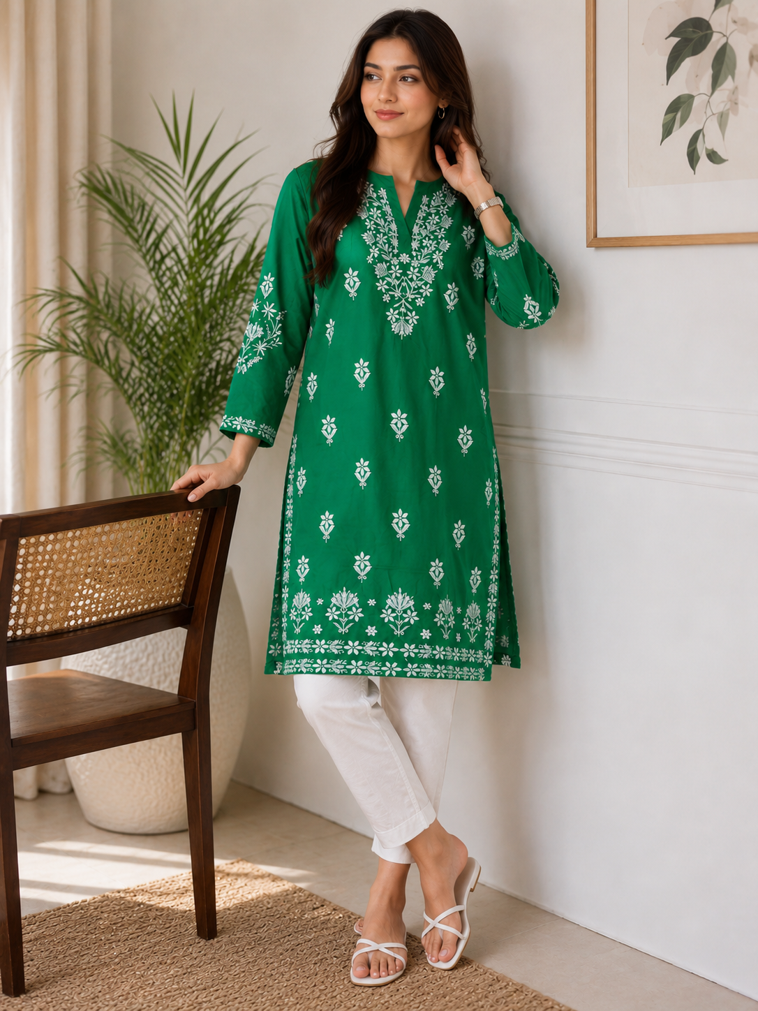 Badam Embroided Indian Kurti