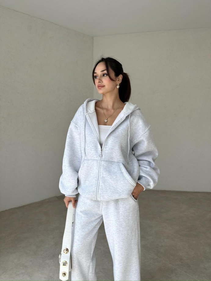 GREY Fleece Hoodie & Trouser Set
