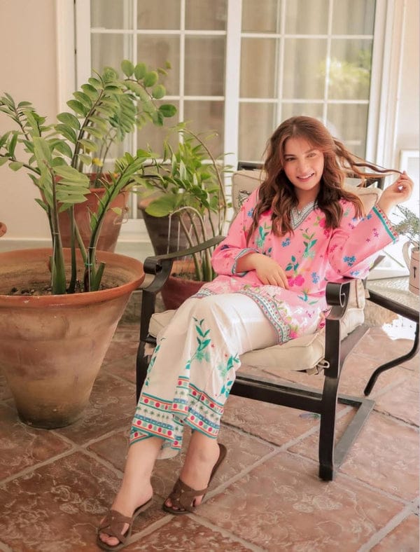 Rosy Pink Printed Two piece