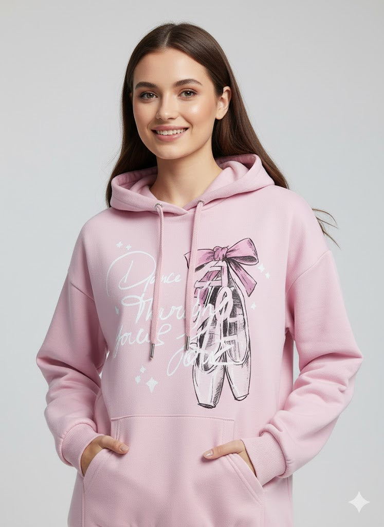 Pink Bow Hoodie – Soft Fleece Pullover with Cute Bow Detail