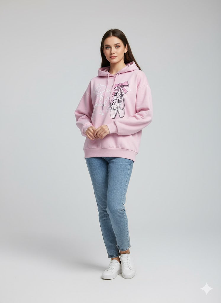 Pink Bow Hoodie – Soft Fleece Pullover with Cute Bow Detail