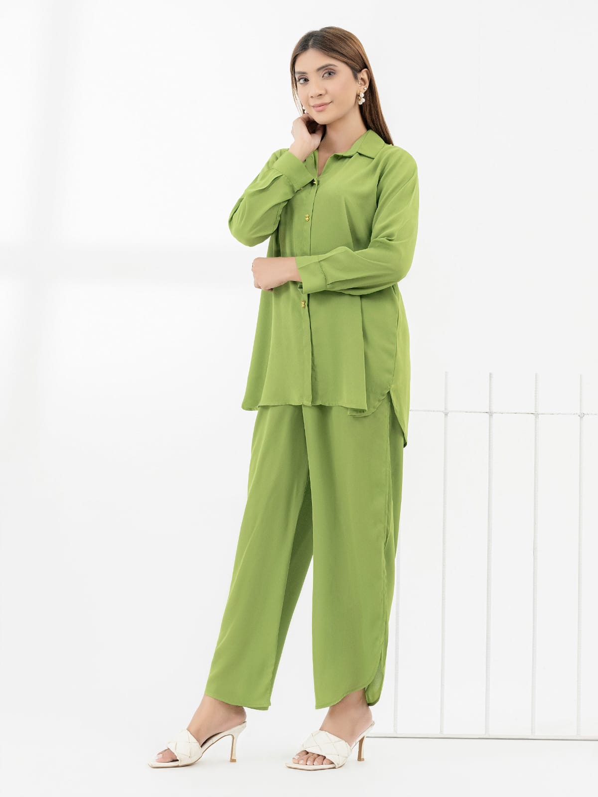 Collar Cuff Button Co-ords Set