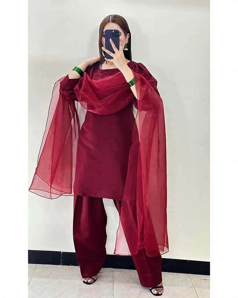 Badam Maroon Farshi RawSilk