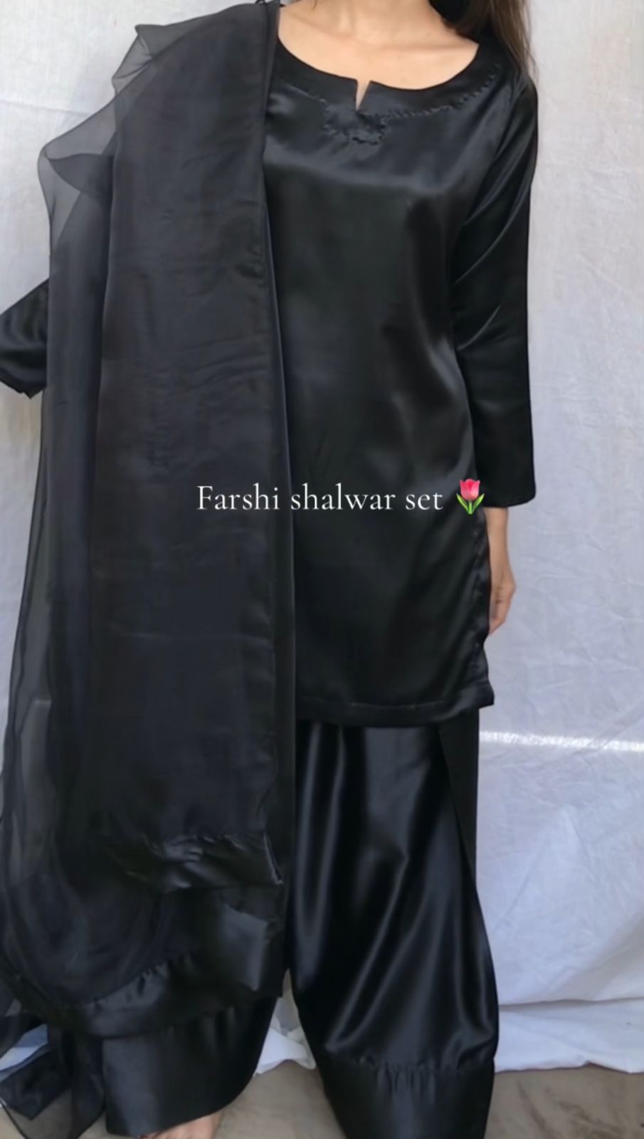 Badam Black Farshi Shalwar Kameez