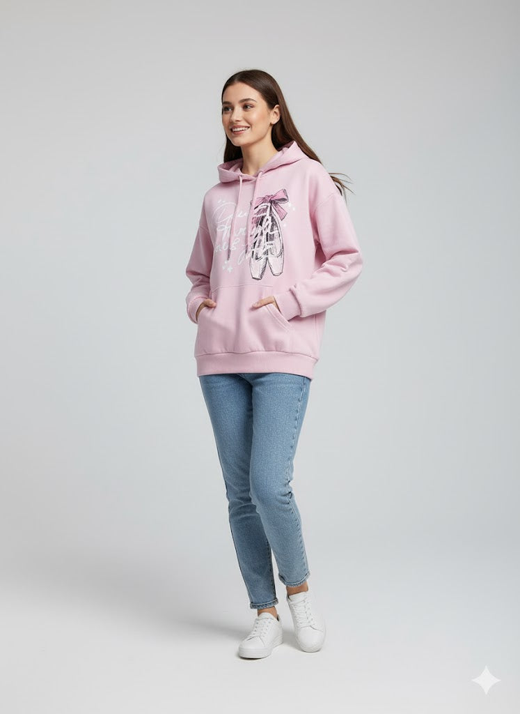 Pink Bow Hoodie – Soft Fleece Pullover with Cute Bow Detail