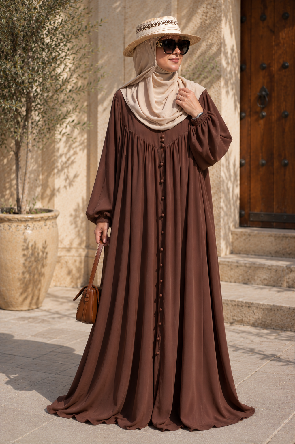 Cocoa Grace Abaya with stoller