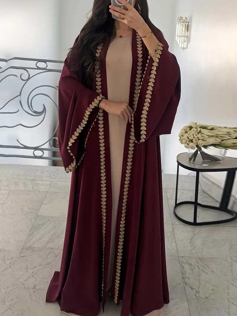 Gul-e-Dil Maroon Embroidered Abaya