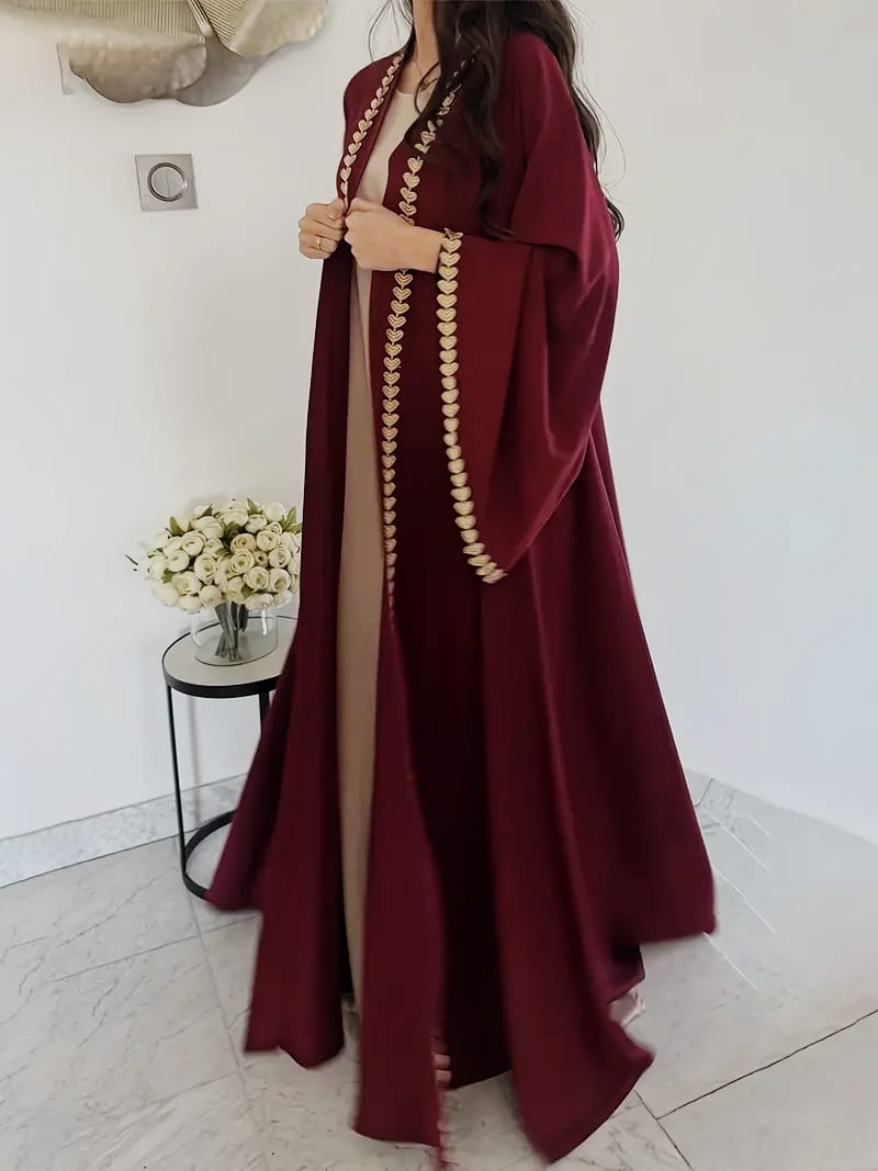 Gul-e-Dil Maroon Embroidered Abaya