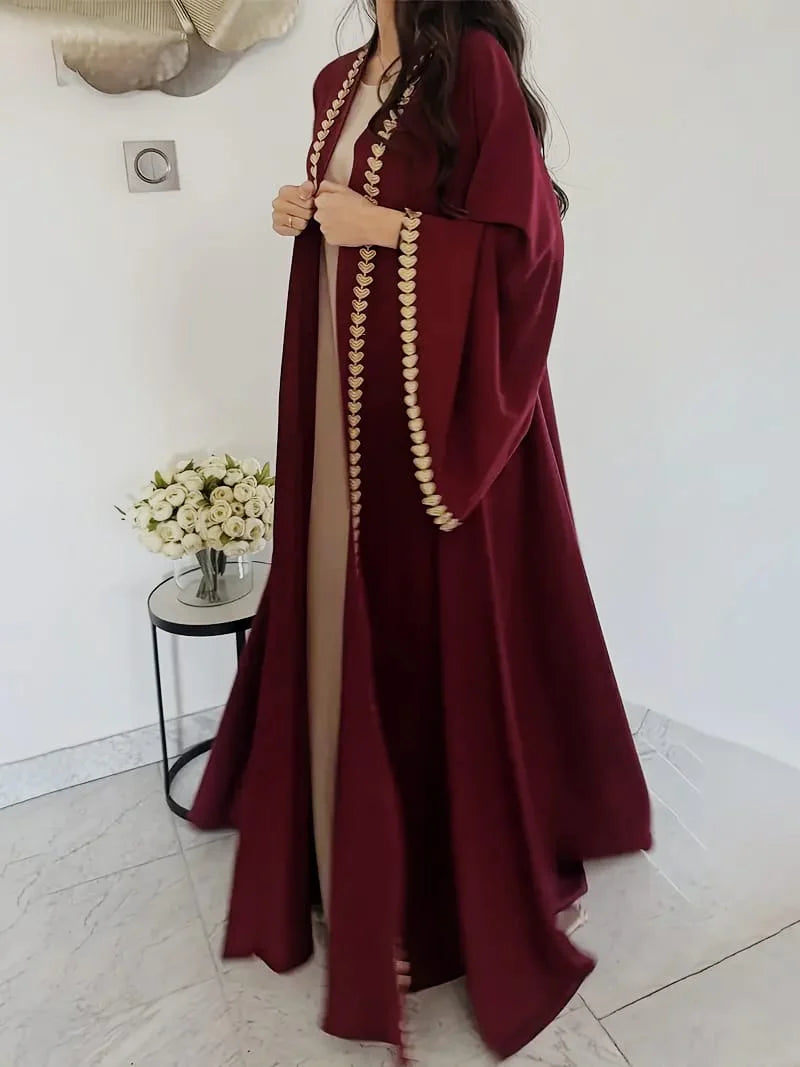Gul-e-Dil Maroon Embroidered Abaya