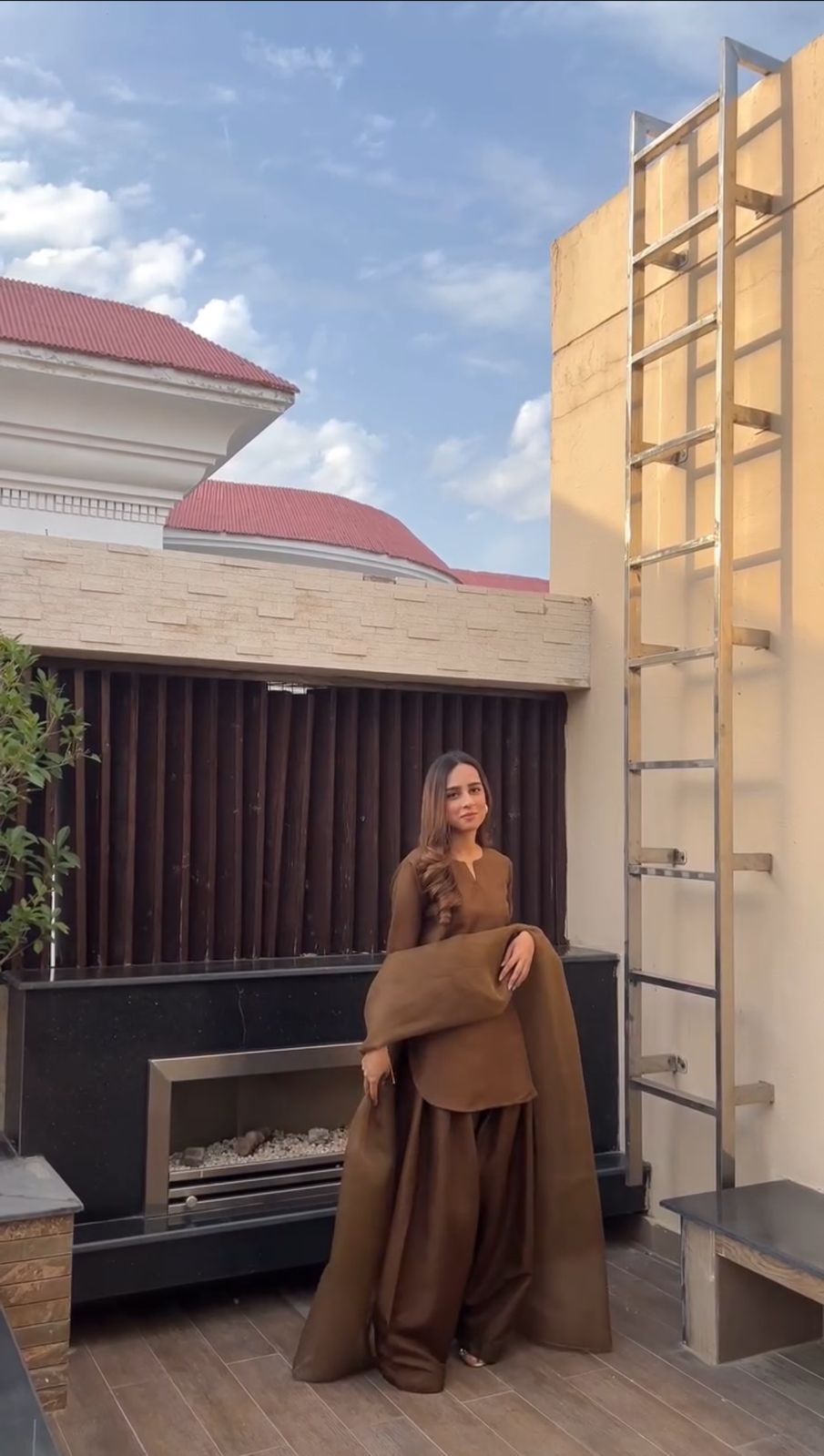 Badam Brown Farshi Shalwar Kameez