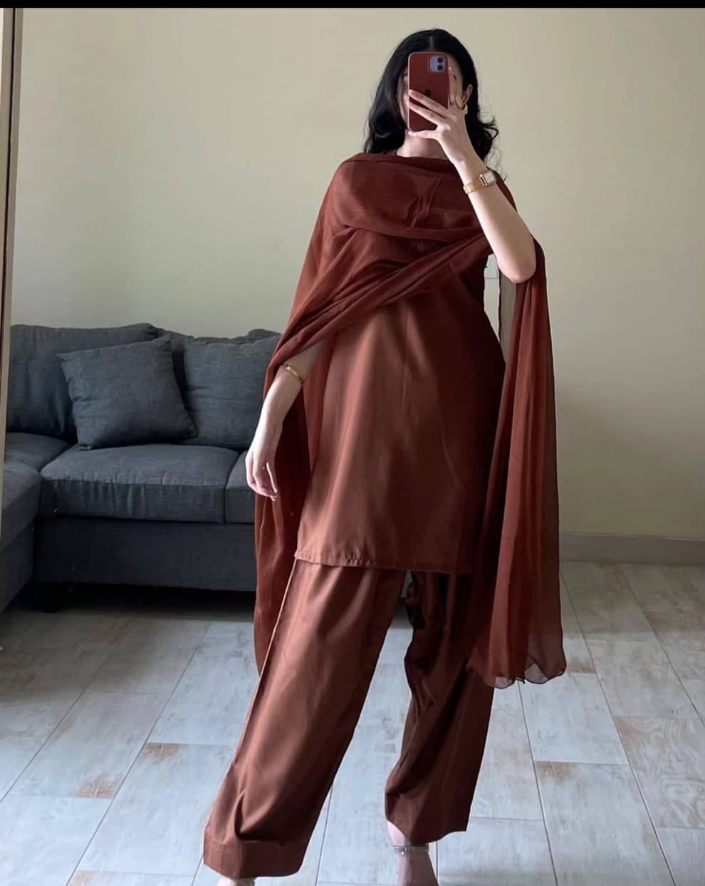 Badam Brown Farshi RawSilk