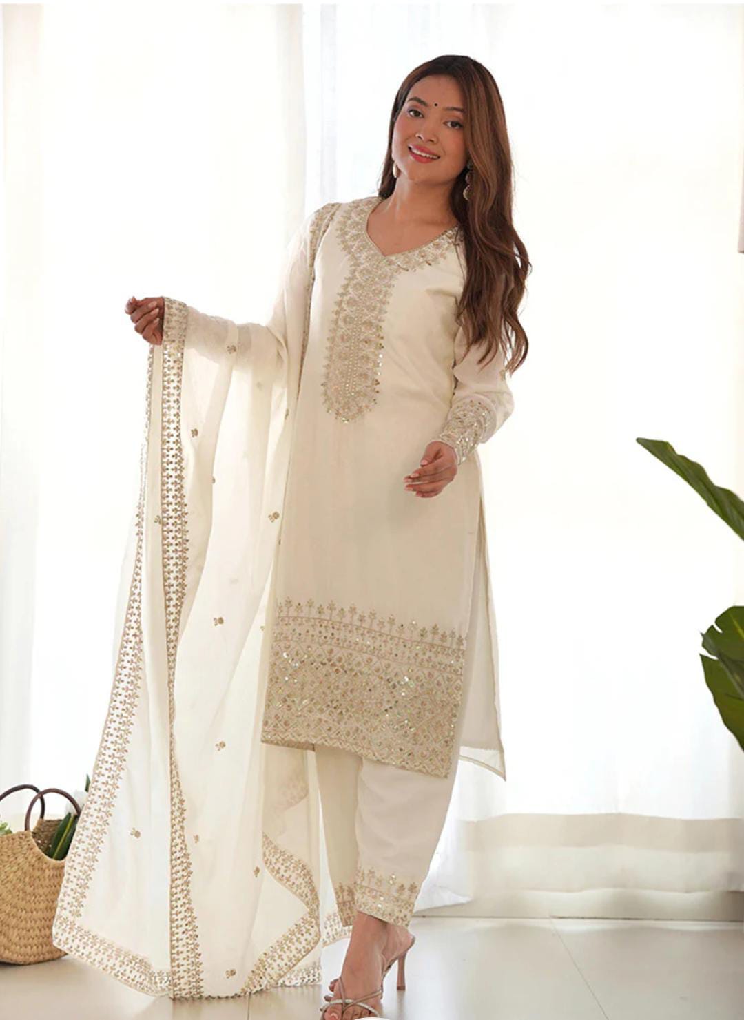 Badam sitara chiffon 3 piece