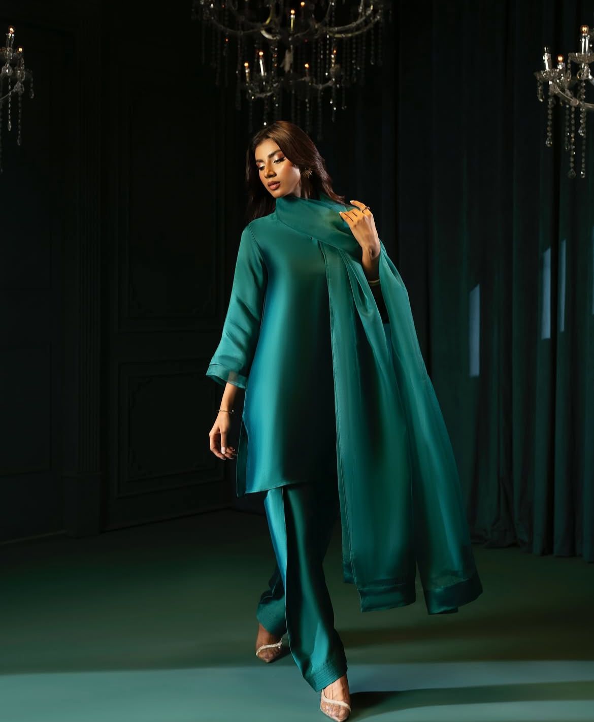 Badam Green Farshi Shalwar Kameez