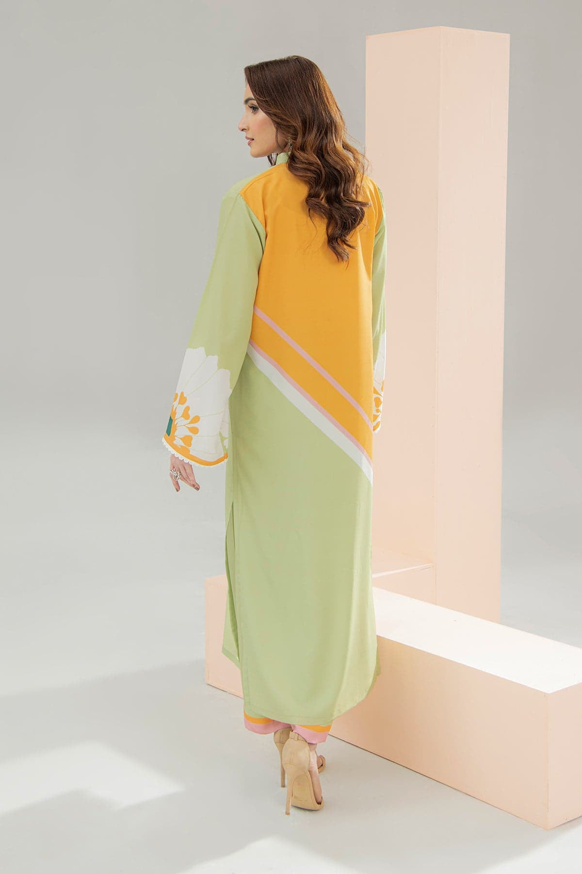 Gul-e-Mehak – Lime Floral Long Dress