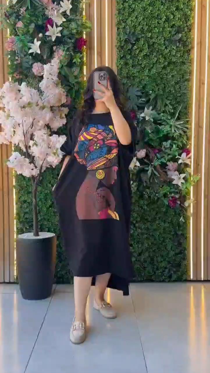 ELEGANT DROP SHOULDER PRINTED LONG TOP