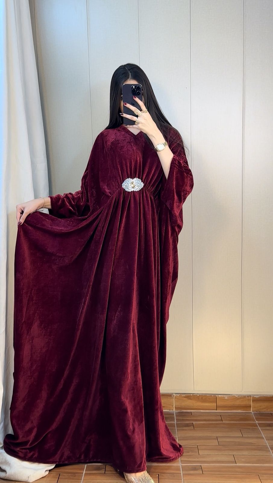 Luxury Velvet Kaftan – Elegant Flowing Evening Wear