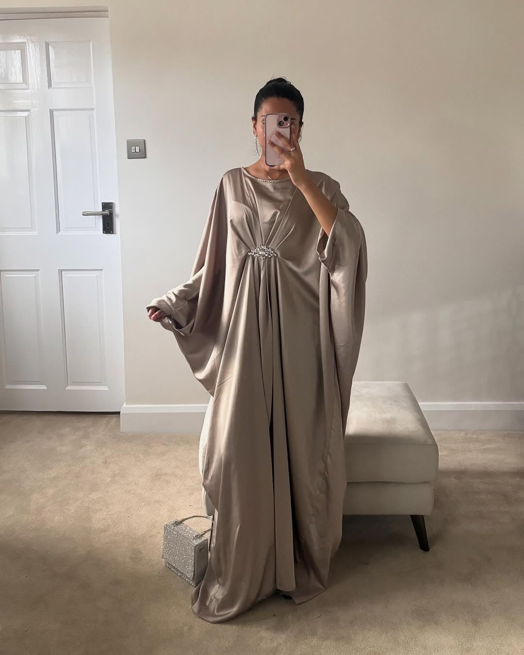 Emerald Silk Kaftan Gown