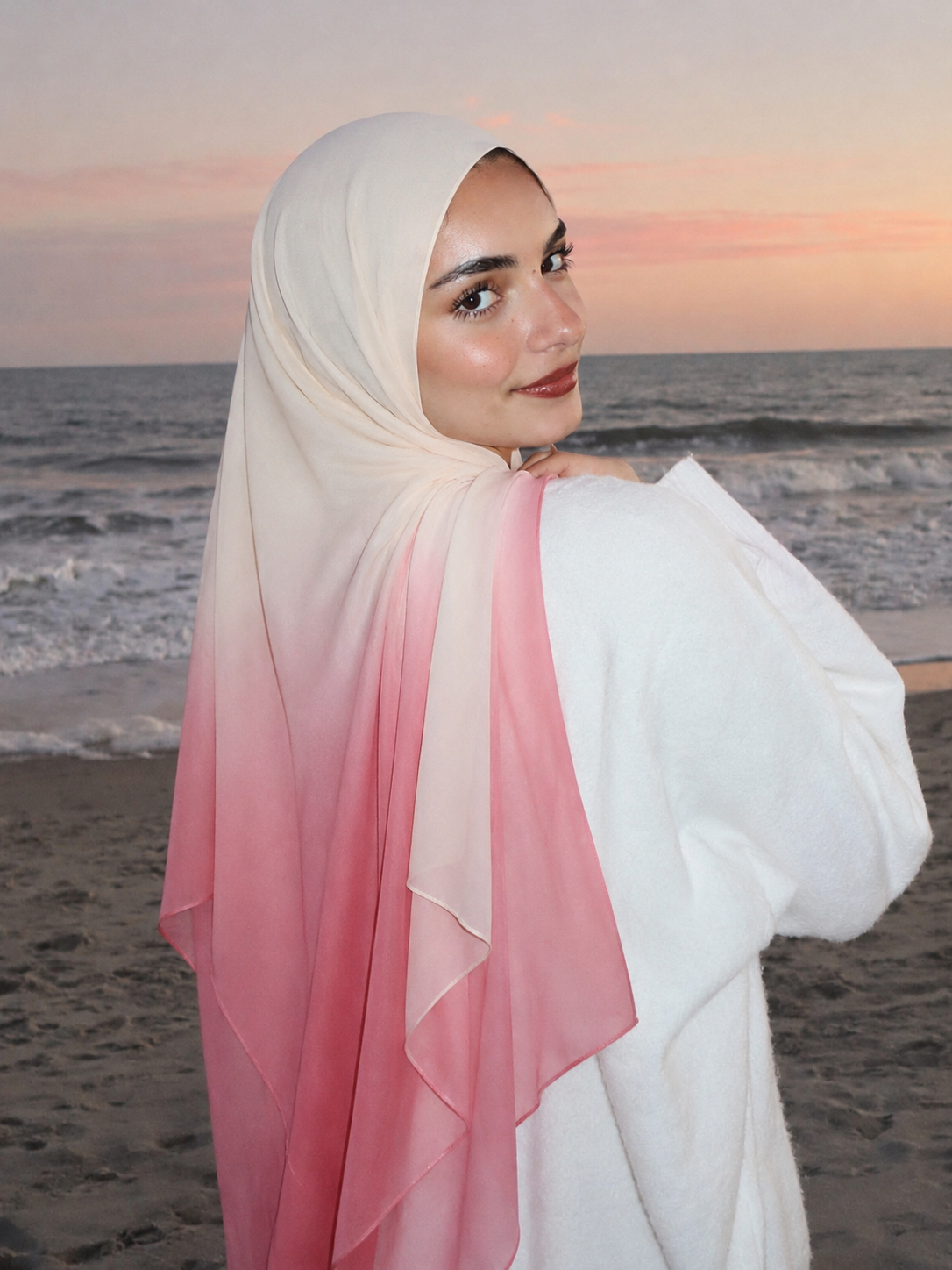Ivory Bloom Georgette Hijab