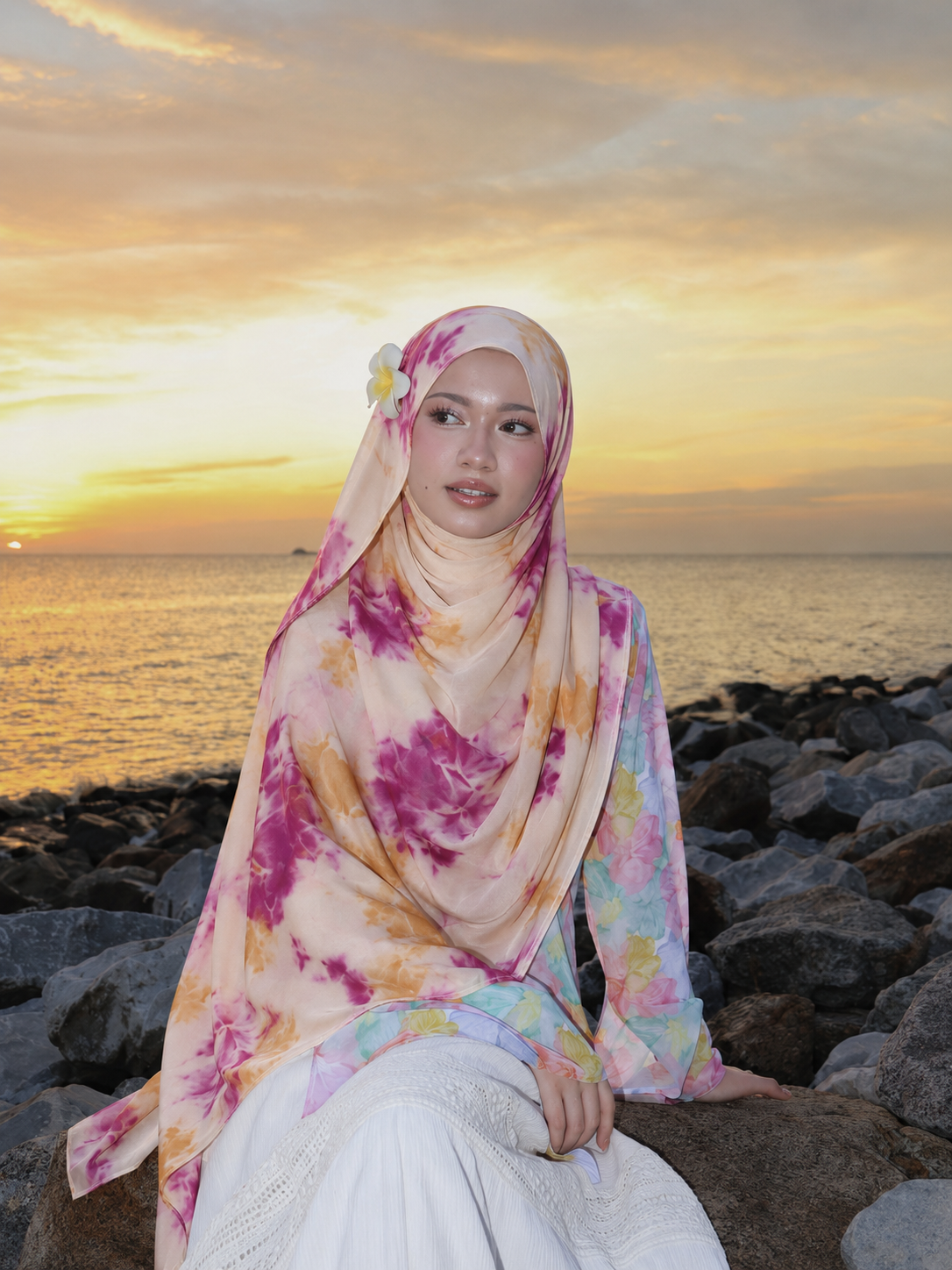 Lavender Amber Georgette Hijab