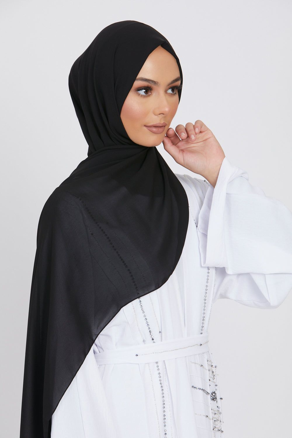 Sleek Georgette black hijab