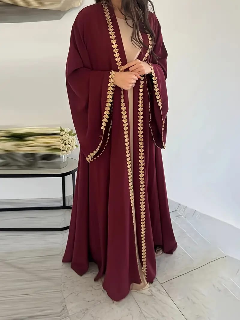 Gul-e-Dil Maroon Embroidered Abaya
