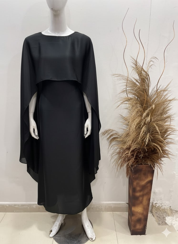 BADAM BLACK CAPE GOWN