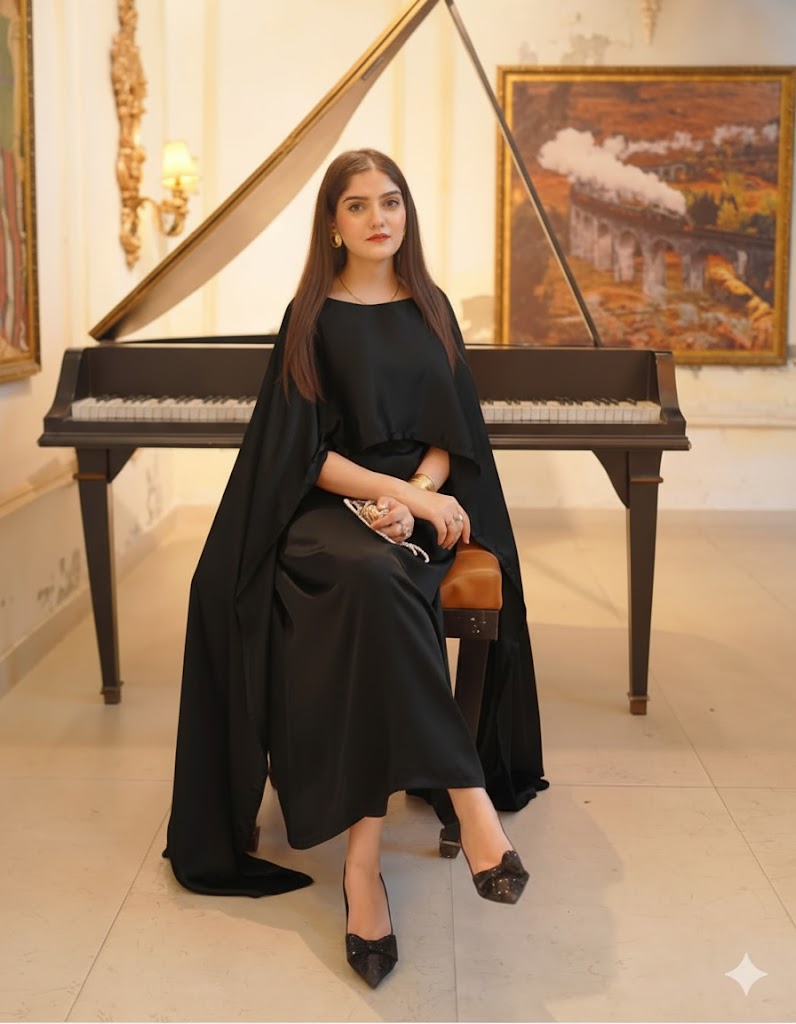 BADAM BLACK CAPE GOWN