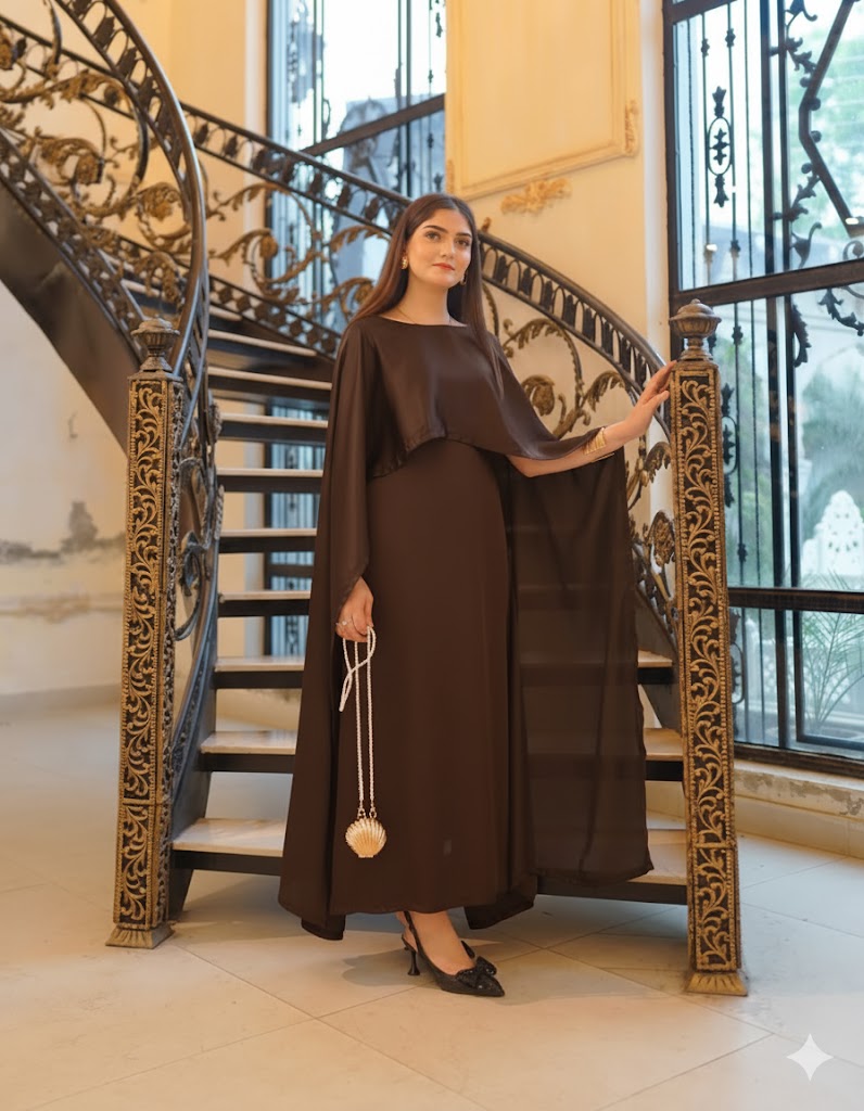 BADAM BROWN CAPE GOWN