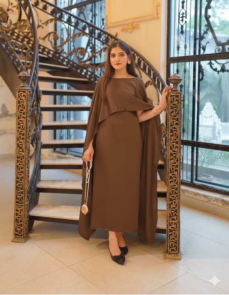 BADAM BROWN CAPE GOWN