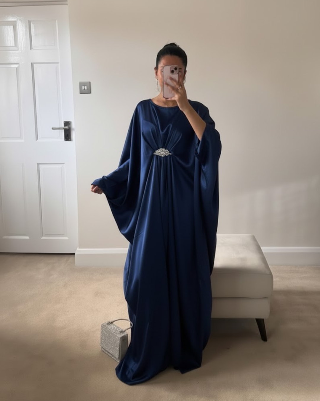 Emerald Silk Kaftan Gown