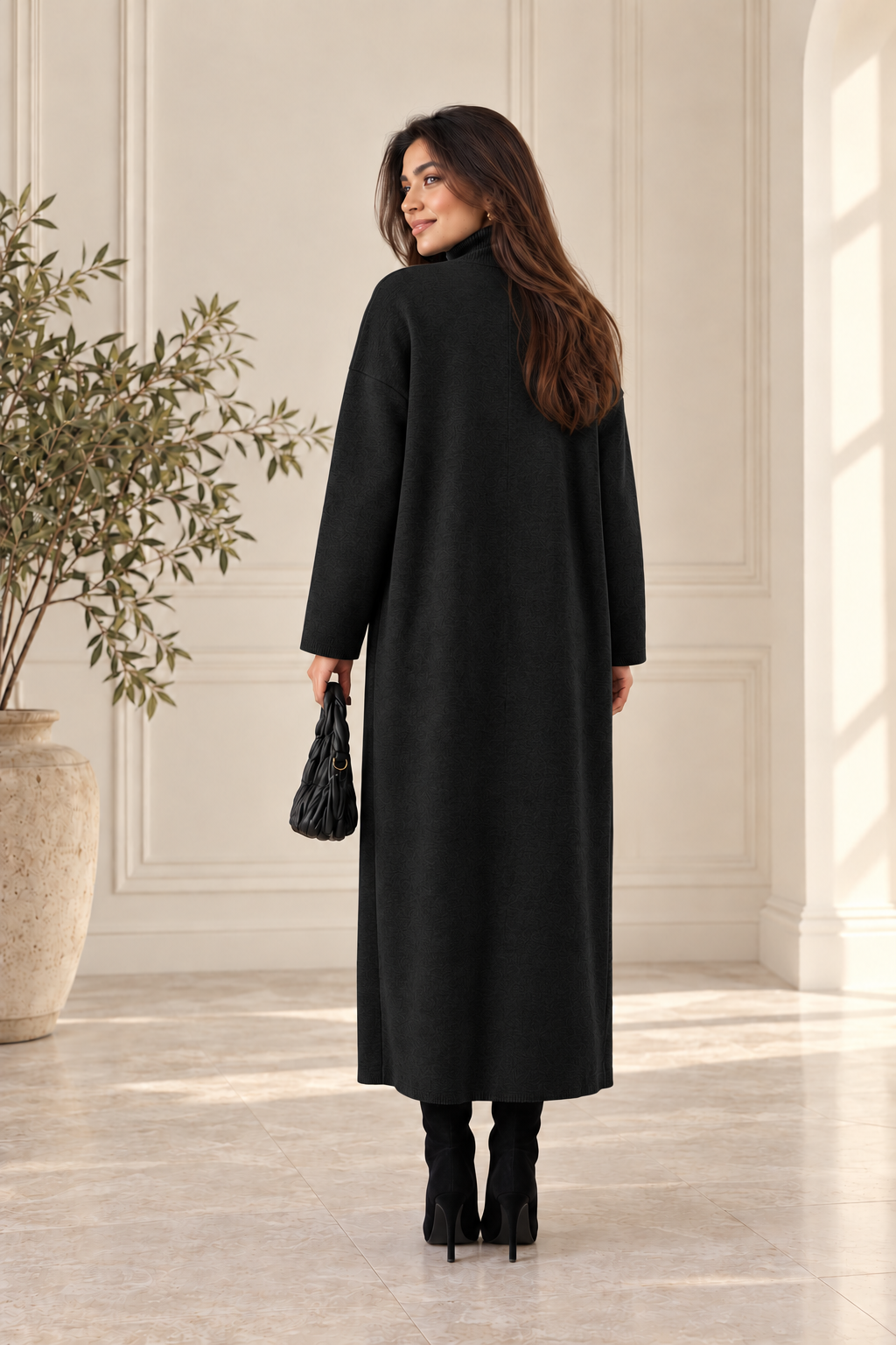 2-Piece Winter Co-ord Set – Long Shrug & Knitted Turtleneck Dress