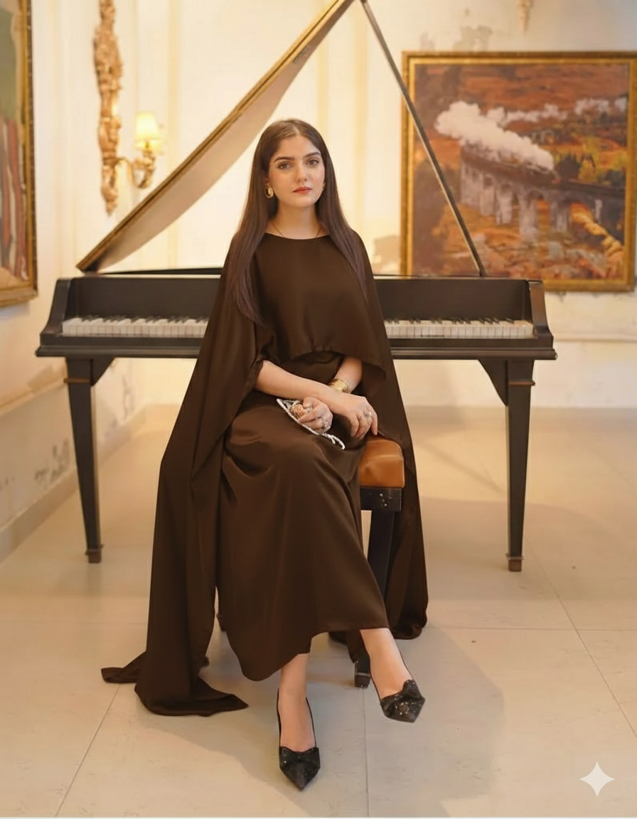 BADAM BROWN CAPE GOWN