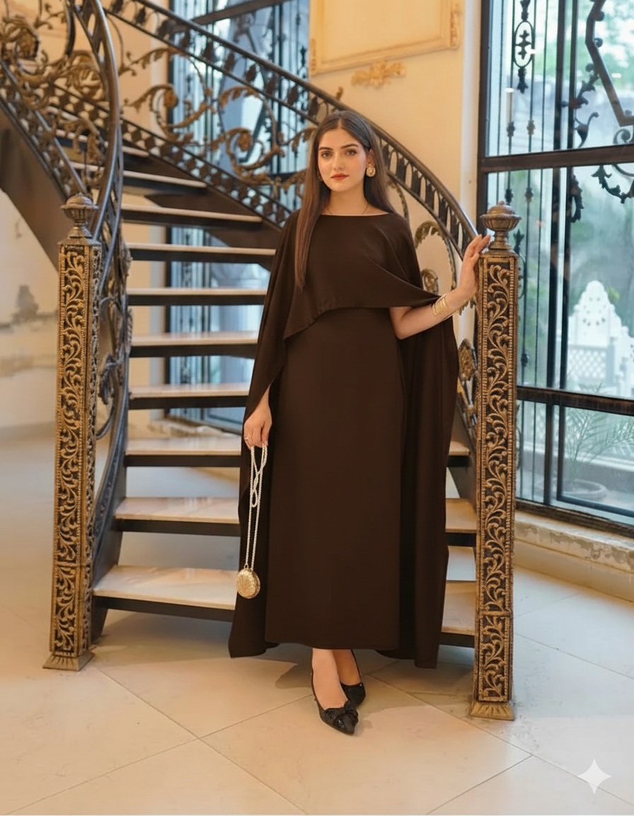 BADAM BROWN CAPE GOWN