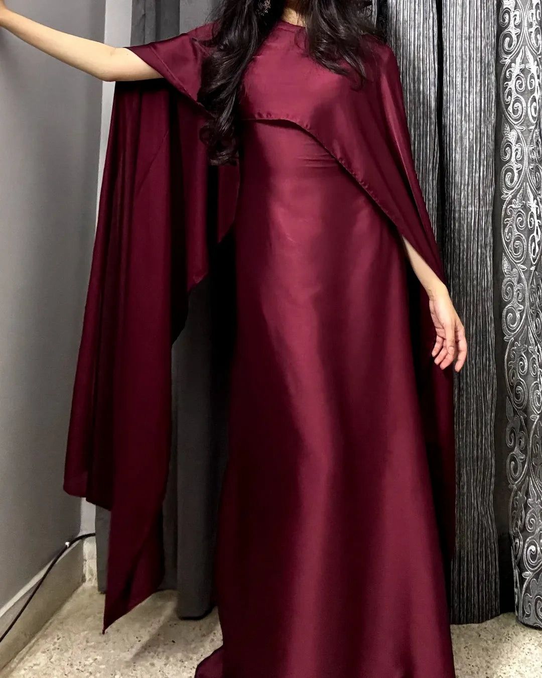 CRIMSON GRACE CAPE GOWN