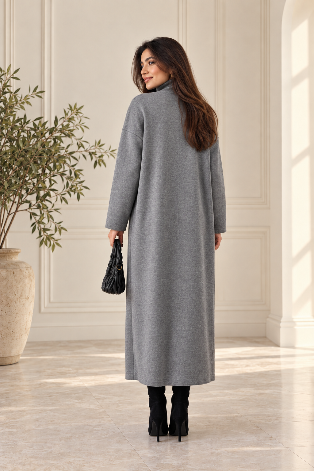 2-Piece Winter Co-ord Set – Long Shrug & Knitted Turtleneck Dress