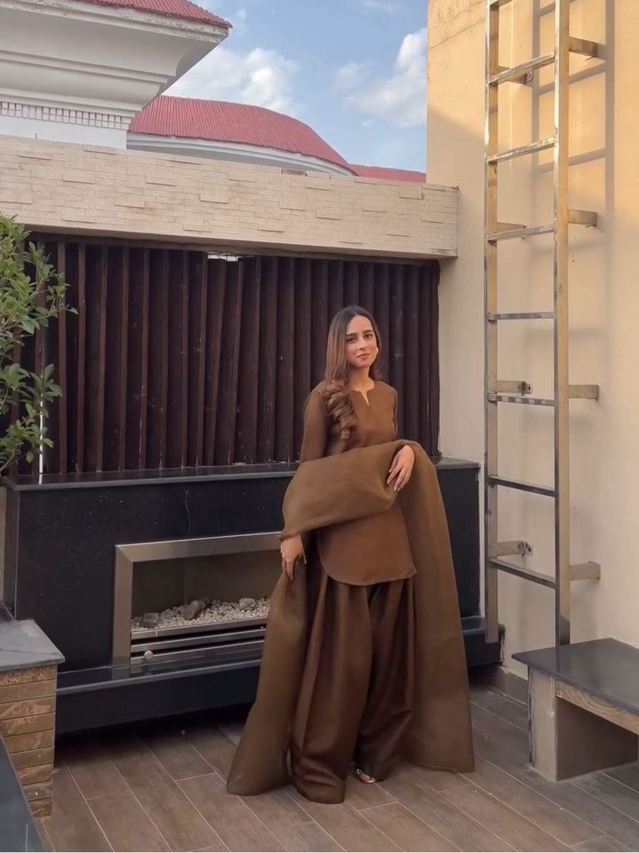 Badam Brown Farshi Shalwar Kameez