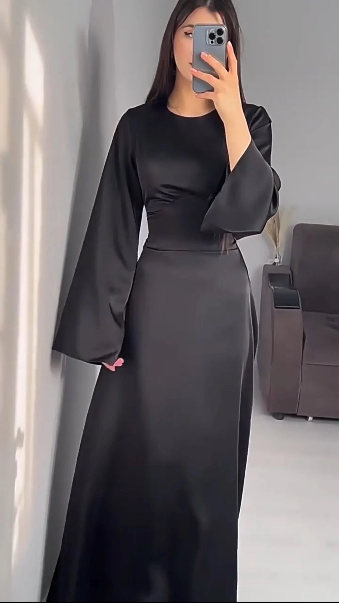 BLACK Silk Adjustable Bodycon Maxi Dress – Elegant Silky Fit with Custom Waist design