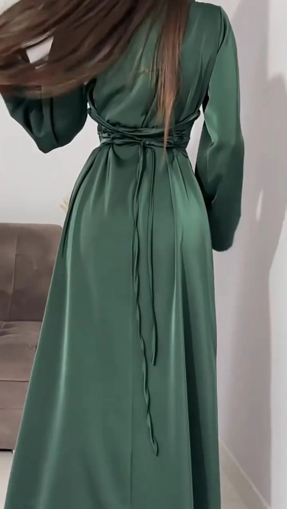 DARKGREEN Silk Adjustable Bodycon Maxi Dress – Elegant Silky Fit with Custom Waist Design