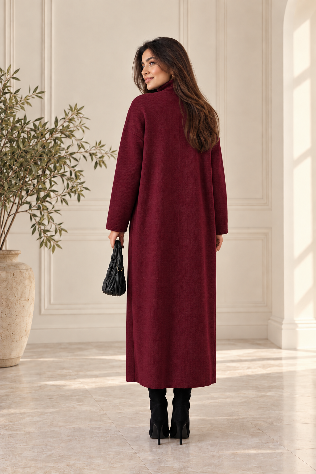 2-Piece Winter Co-ord Set – Long Shrug & Knitted Turtleneck Dress